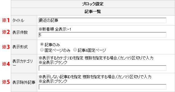ブロック設定/記事一覧